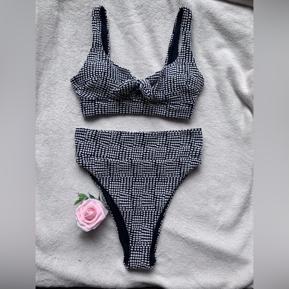 Aerie Polka Dot Scooped High Cut Cheeky Bikini Set